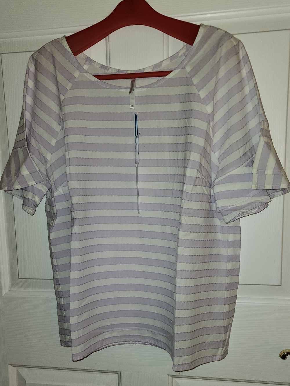 Southern Tide Lavender and White Striped Short Sleeve Top